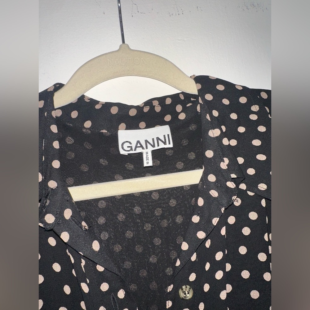 GANNI Black and White Polka Dot Dress Size XL - Picture 3 of 5